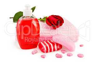 Soap different with towel and rose