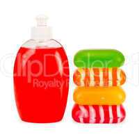 Soap liquid red and stack solid soap