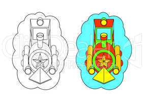 The picture for coloring. Locomotive.