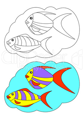 The picture for coloring. Fish.