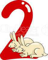 number two and 2 rabbits
