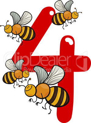 number four and 4 bees