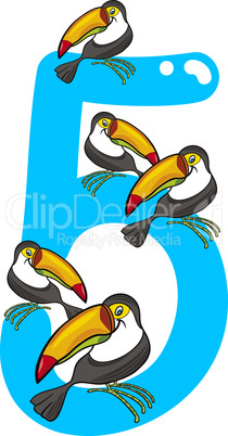 number five and 5 toucans