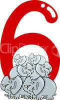 number six and 6 elephants