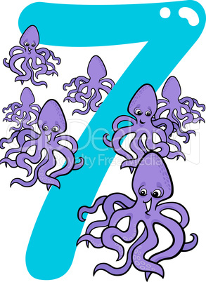 number seven and 7 octopuses