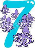number seven and 7 octopuses