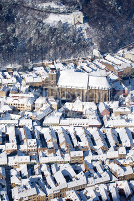 Aerial view of the Black Church, Brasov