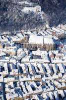 Aerial view of the Black Church, Brasov