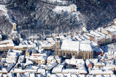 Aerial view of the Black Church, Brasov