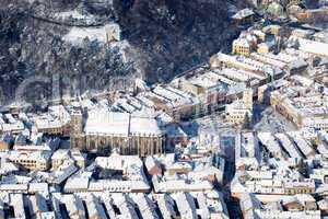 Brasov, aerial old city view