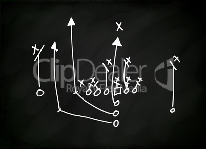 Football Play hand drawn on a chalkboard