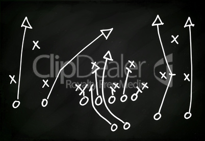 Football Play hand drawn on a chalkboard