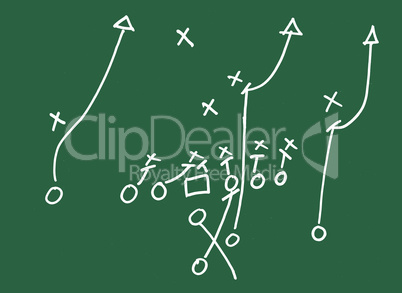 Football Play hand drawn on a chalkboard