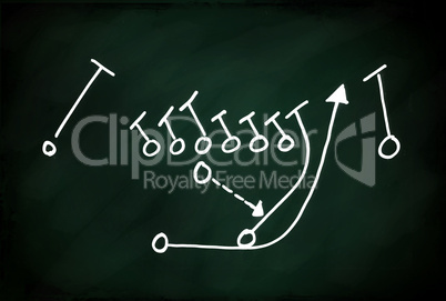 Football Play hand drawn on a chalkboard