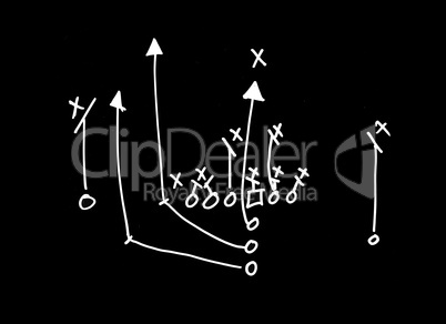 Football Play hand drawn on a chalkboard