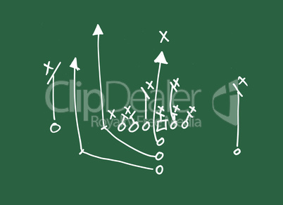 Football Play hand drawn on a chalkboard