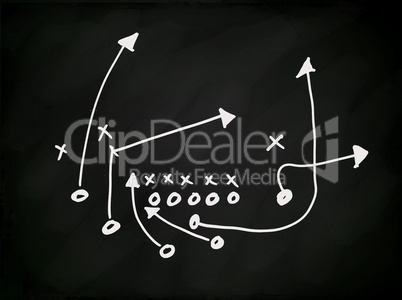 Football Play hand drawn on a chalkboard