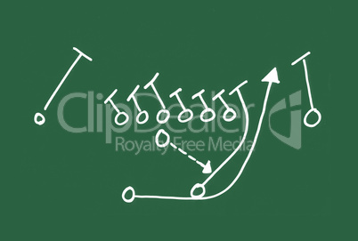 Football Play hand drawn on a chalkboard