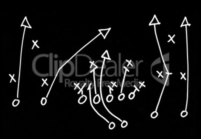 Football Play hand drawn on a chalkboard