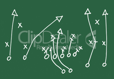 Football Play hand drawn on a chalkboard