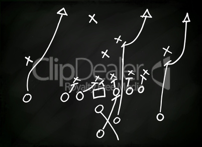 Football Play hand drawn on a chalkboard