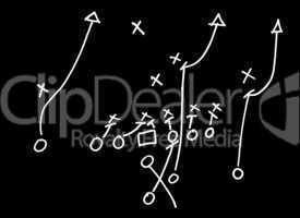Football Play hand drawn on a chalkboard