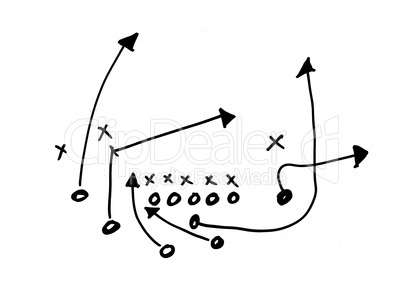 Football Play hand drawn on a chalkboard