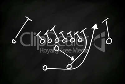 Football Play hand drawn on a chalkboard