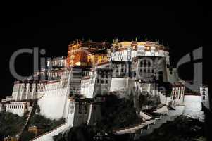 Night scenes of Potala Palace in Tibet