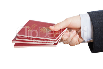 Passport ID document in hand