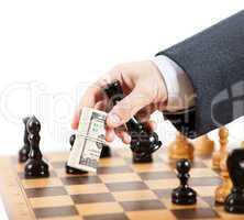 Businessman unfair playing chess game