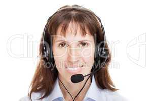 Business woman with headphone