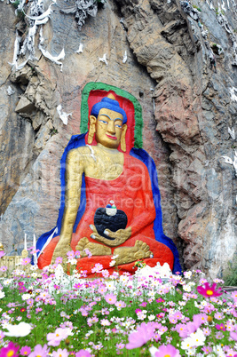 Ancient rock art of buddha painting