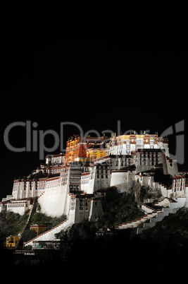 Night scenes of Potala Palace in Tibet