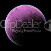 A pink purple planet in outerspace
