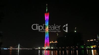 Guangzhou Pearl River and TV Tower At Night