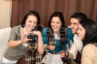 Happy people having fun drink at restaurant