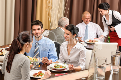 Business lunch restaurant people eating meal