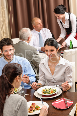 Business lunch restaurant people eating meal