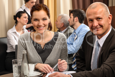 Business meeting executive people at restaurant