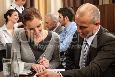 Business meeting executive people at restaurant