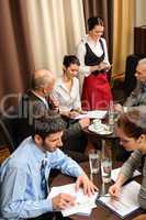 Business meeting people dealing at restaurant