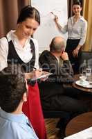 Leadership business meeting waitress take order