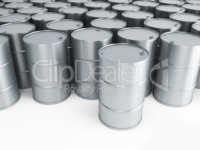 silver oil barrels