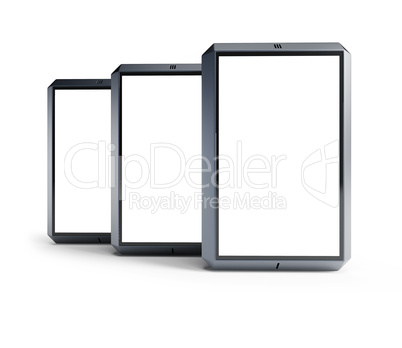 set of modern touchscreen smartphones