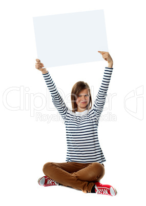 Gorgeous girl posing with blank white clipboard