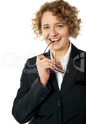 Senior lady posing with goggles