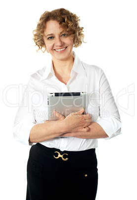 Businesswoman holding an electronic tablet