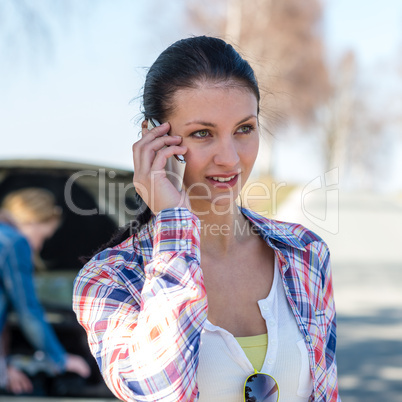 Car problem woman call road help