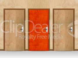 Three wooden doors